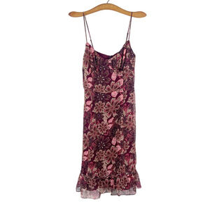 LOFT Y2K Gauzy Sleeveless Fit Flare Dress Babydoll Flowy Floral Women's 8 Petite